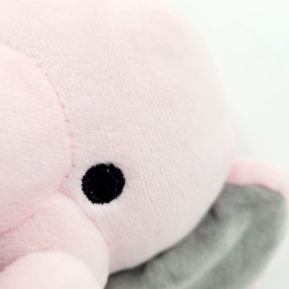 Kinrex Pink Elephant Stuffed Animal Plush with Purple Bow Baby Shower Pastel 9" - Picture 3 of 10